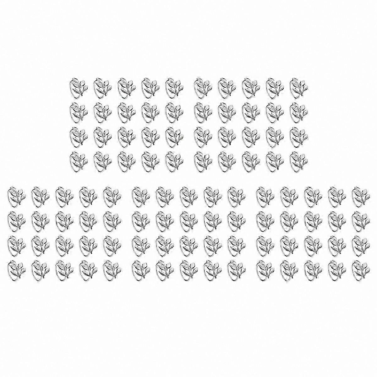 20Pcs Silver Leaf Napkin Rings - Elegant Table Decor