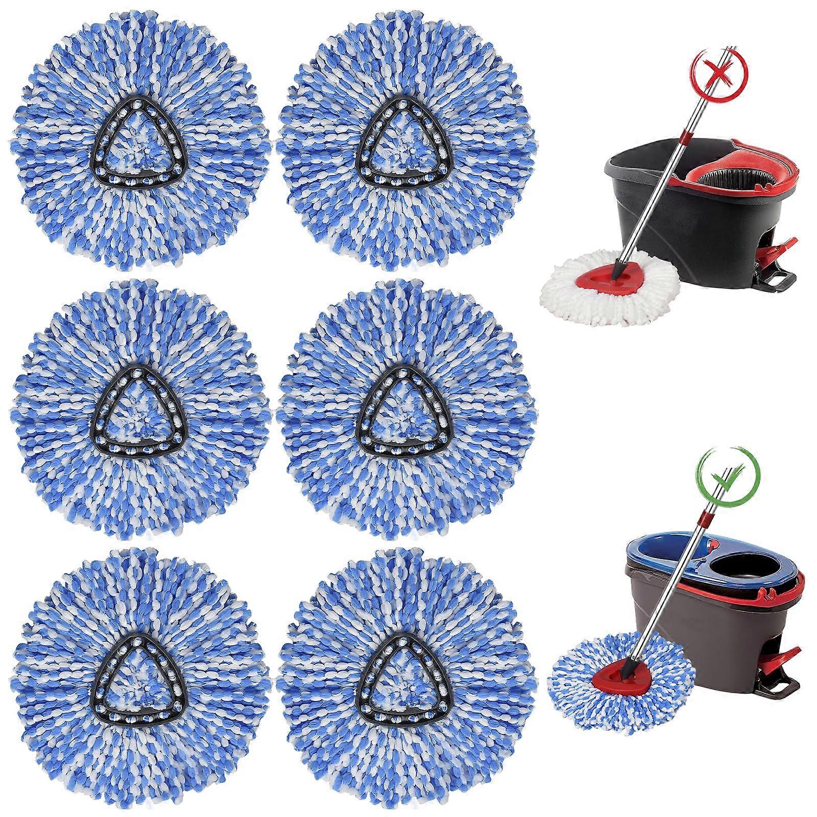 6 Pack Spin Mop Replacement Heads for O Cedar, Microfiber Refills for 2Tank RinseClean, Machine Washable