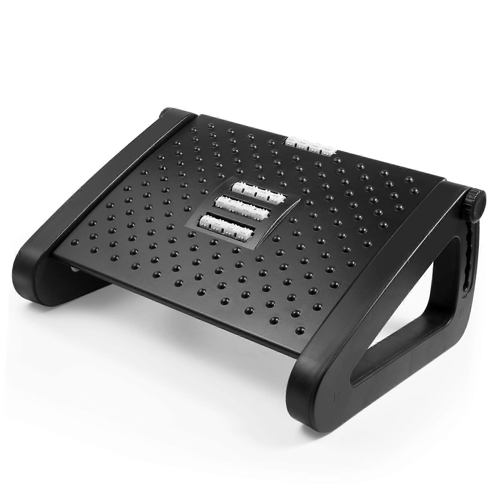 Ergonomic Foot Rest with Adjustable Height and Massage Rollers for Under Desk Home Office Support