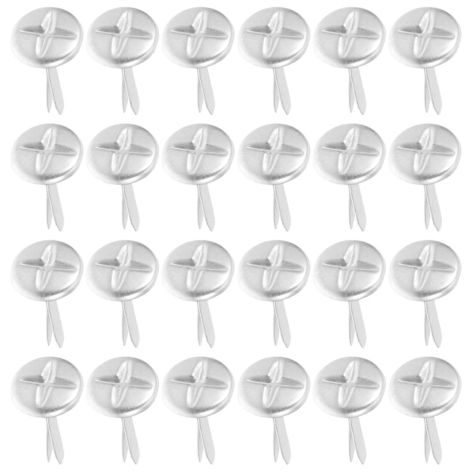 Paper Craft Brad Fastener Two-Legged Nail for DIY 100Pcs Silver