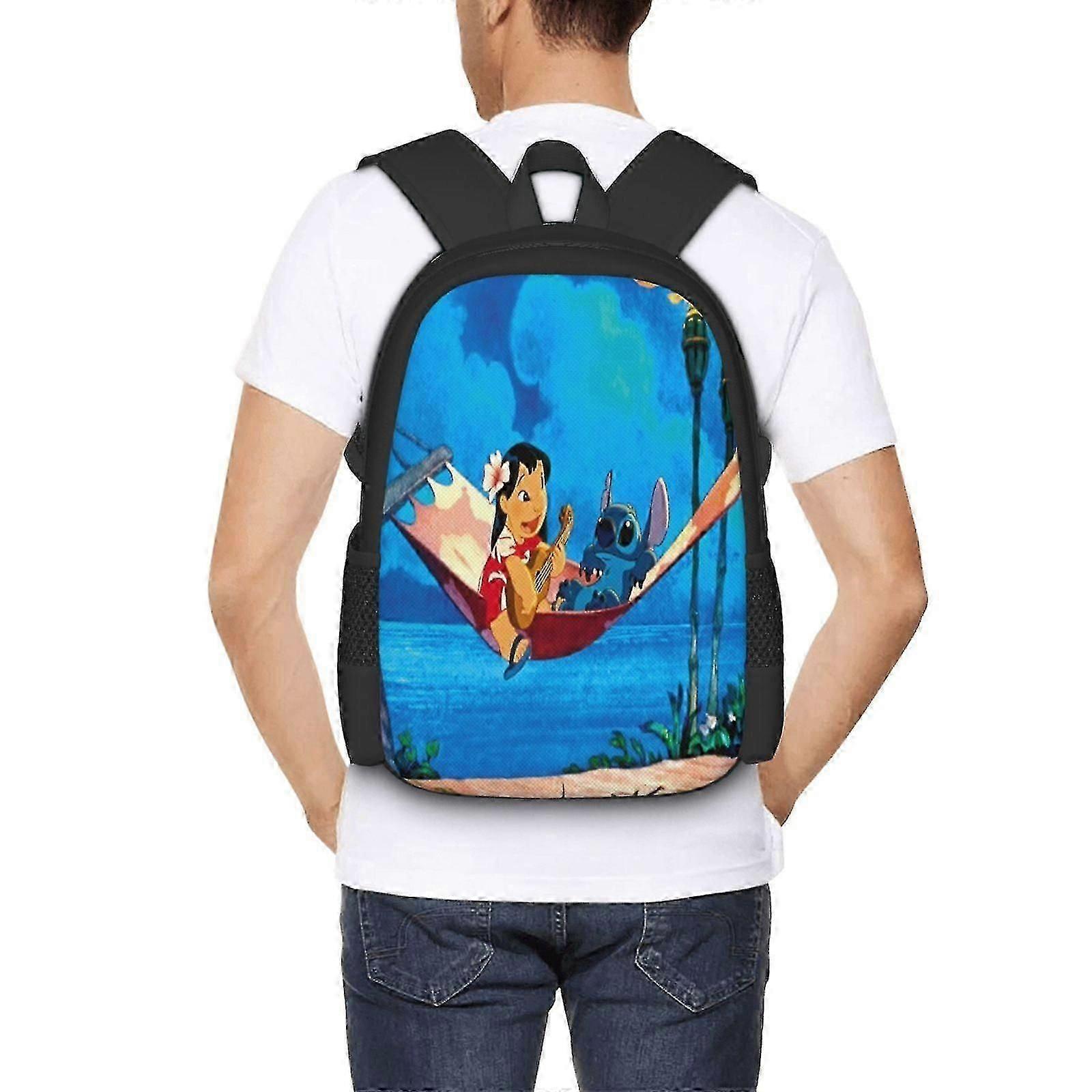Lilo And Stitch Backpack Large Capacity Laptop Bag Lightweight Adjustable Straps Casual Large