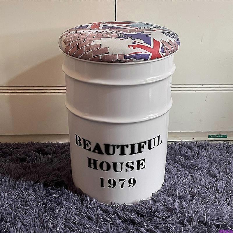Creative bucket iron chair large capacity storage stool