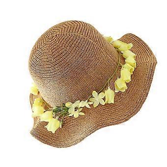 Trendig hatttillbehör med konstnärlig blommig solskyddshatt för kvinnor, hinkfiskarhatt för modeälskare, kakigul blommor