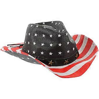American Flag Hat Vintage Wide Brim Straw Hat for Decoration