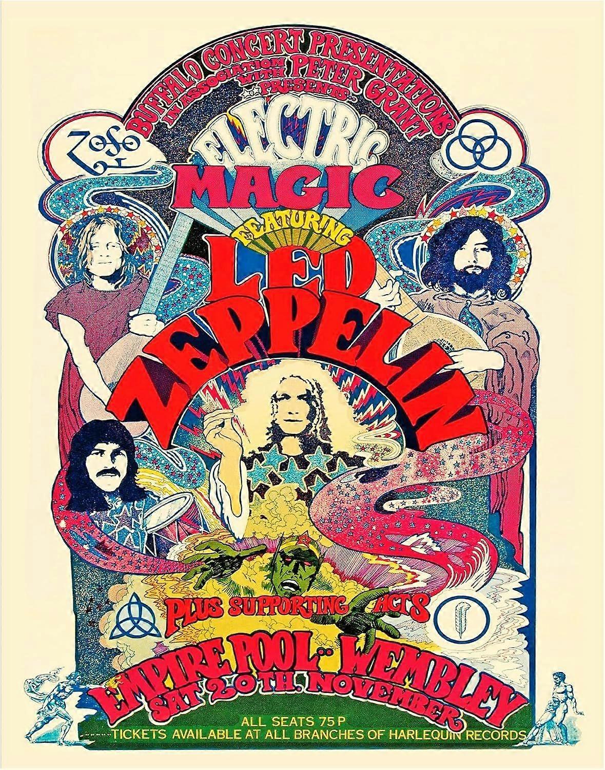 Puzzles en bois vintage Led Zeppelin Concert Groupe de rock psychédélique
