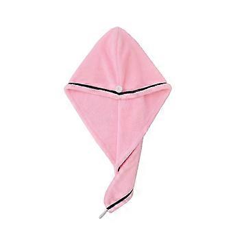 Black brimmed coral fleece dry hair cap women's shampoo solid color thickened absorbent dry hair towel quick-dry headsca [MI]