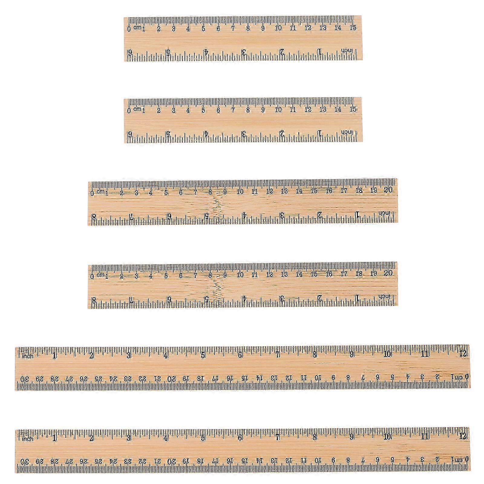 Multi-Function Bamboo Rulers 6Pcs Scale Rulers for School Use