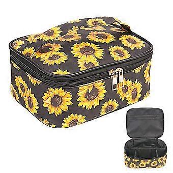 Trousse de maquillage de voyage pour femmes filles Grands sacs cosmétiques avec poignée Trousse d’organisateur de maquillage avec séparateurs réglables Trousse de toilette étanche, Su
