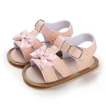 YOUSNH Spring And Summer Children Toddler Shoes Boys And Girls Sandals Flat Bottom Light Buckle Open Toe Comfortable Cute Bow Sandals for Kids Pink