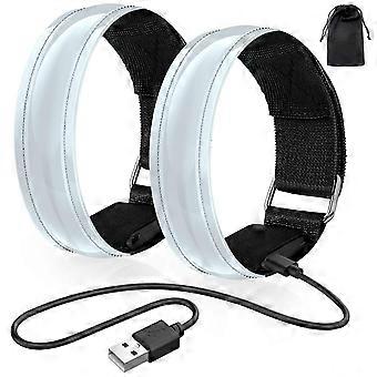Brazalete LED recargable de 2 piezas | Luces de carrera LED de alta visibilidad para corredores | Brazalete reflectante para correr con luz