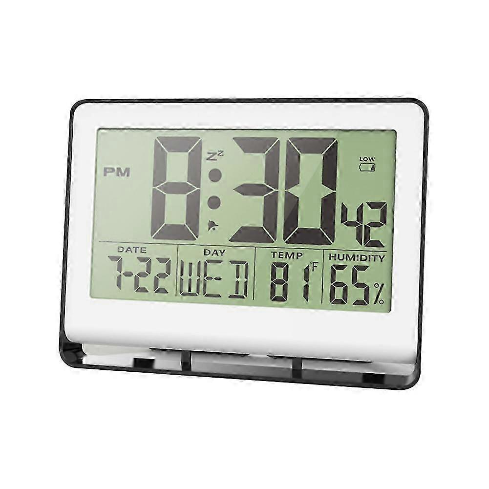Atomic Clock with Indoor Temperature and Humidity,Self-Setting Digital Wall Clock or Desk Clock,Bat