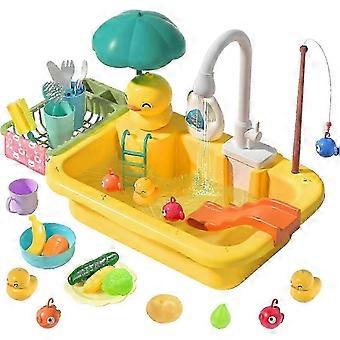 Kitchen Sink Toys with Upgraded Electric Faucet, Play Food Toys, Pool Floating Fishing Toys for Water Play, Kids Rol -Best Seller