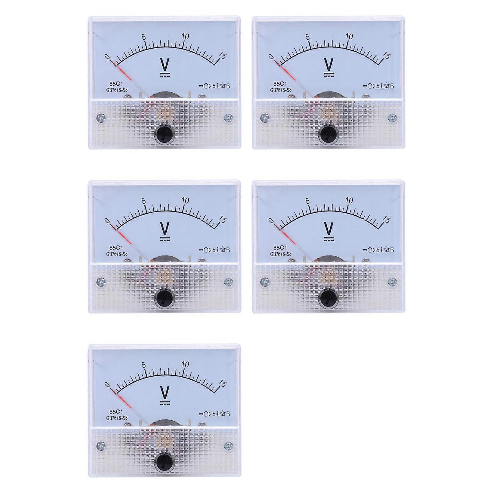 5X Pointer Type DC Voltmeter, 85C1 DC 0-15V Mechanical Analog Voltage Panel Meter