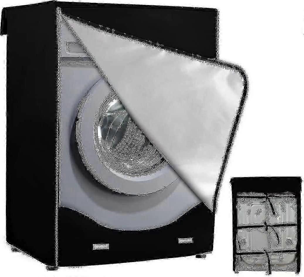 Waterproof Dustproof Washing Machine Protector, Black, Compatible with xl60x64x85cm, Front Load