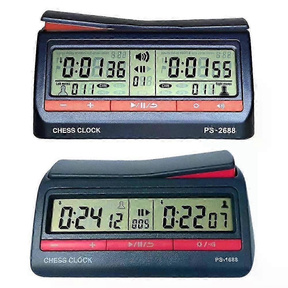 Chess game clock, USB rechargeable, chess clock, hour counter, stopwatch with delay countdown function, suitable for chess.