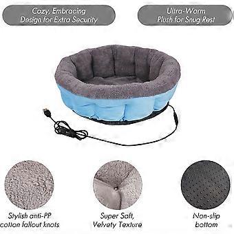 Cama elétrica aquecida USB para animais de estimação, ideal para ambientes internos, com temperatura ajustável, 3 temporizadores, almofada removível e lavável, cabo anti-mordida.