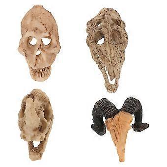 Reptile Tank Decoration Skull Resin Model for Hiding 4Pcs Pack
