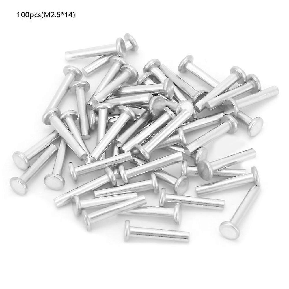 100pcs M2.5*12/14/16mm Flat Head Aluminum Rivets Countersunk Solid Rivets (M2.5*14)