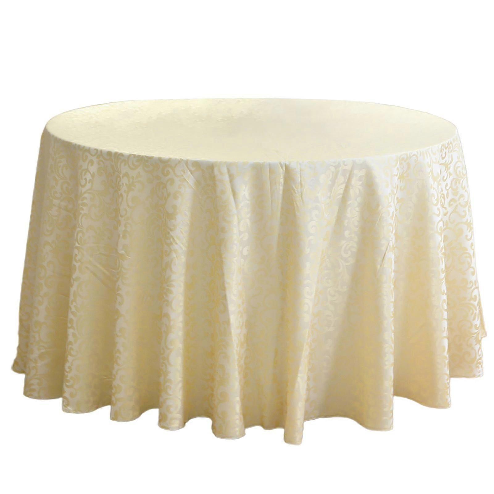 Machine Washable Spillproof Round Tablecloth 180cm Beige Polyester Fabric