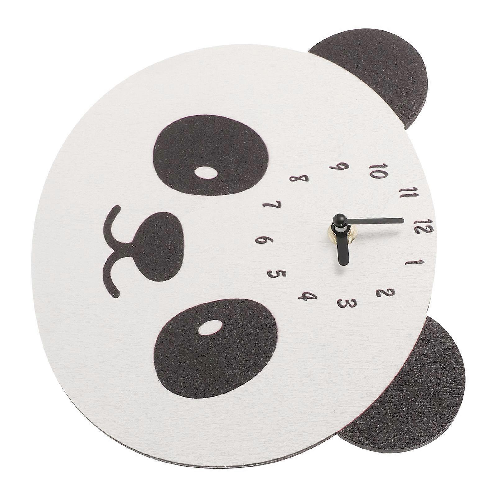 Panda Shaped Wall Clock Wooden Mute Clock for Timing