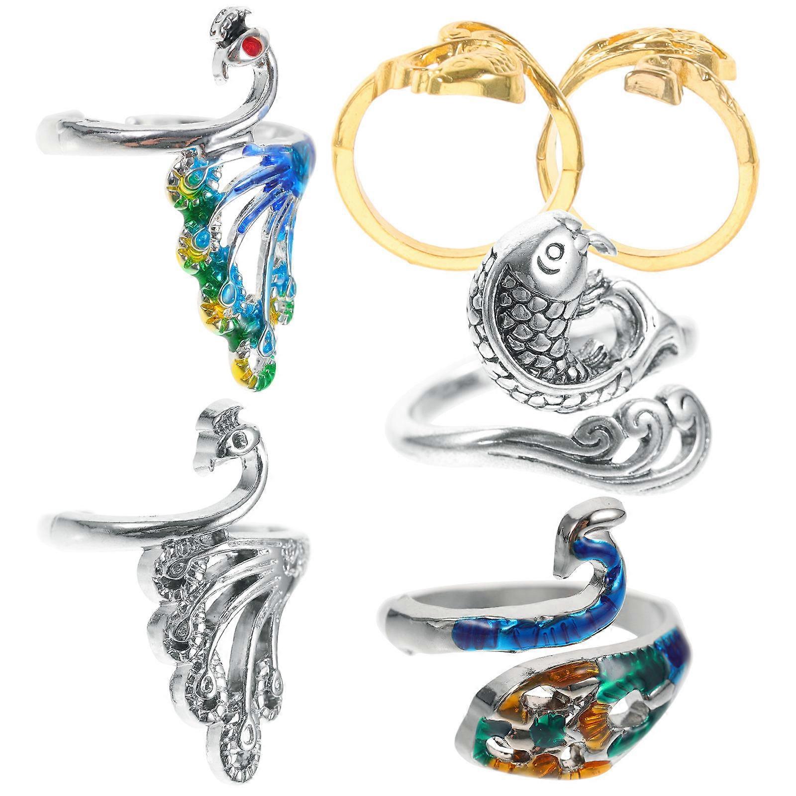 Vintage Style Knitting Loop Ring Adjustable Crochet Ring for Decor 12Pcs