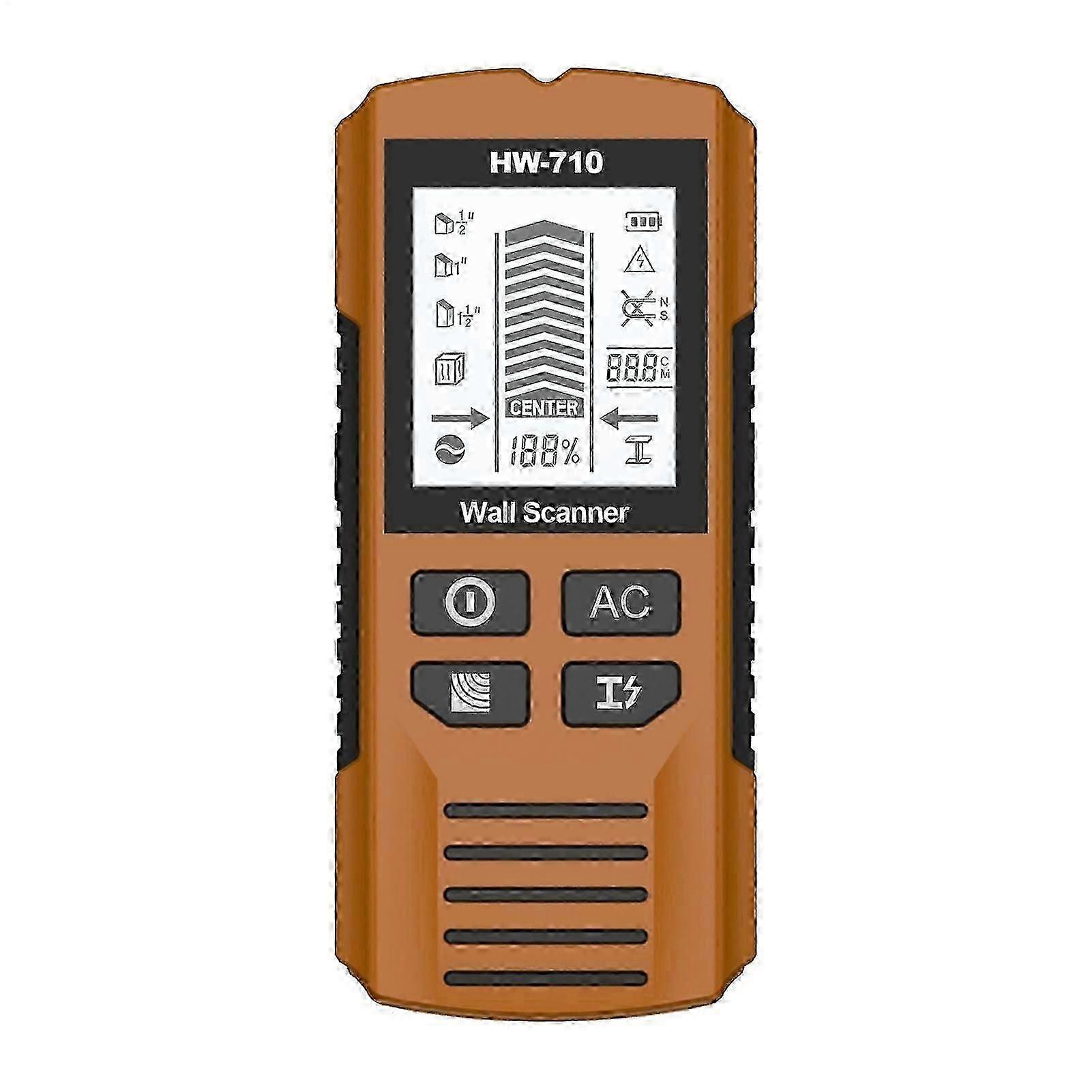 Electronic wall detector compatible with metal studs and cables with LCD display