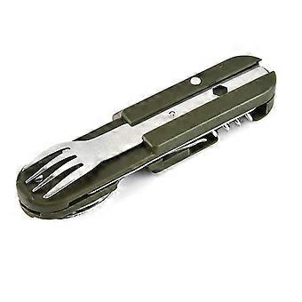 Folding Camping Cutlery Stainless Steel Reusable Travel Cutlery Portable Utensil Detachable Tableware with Pouch Case for Camping Picnic Hiking Fishin