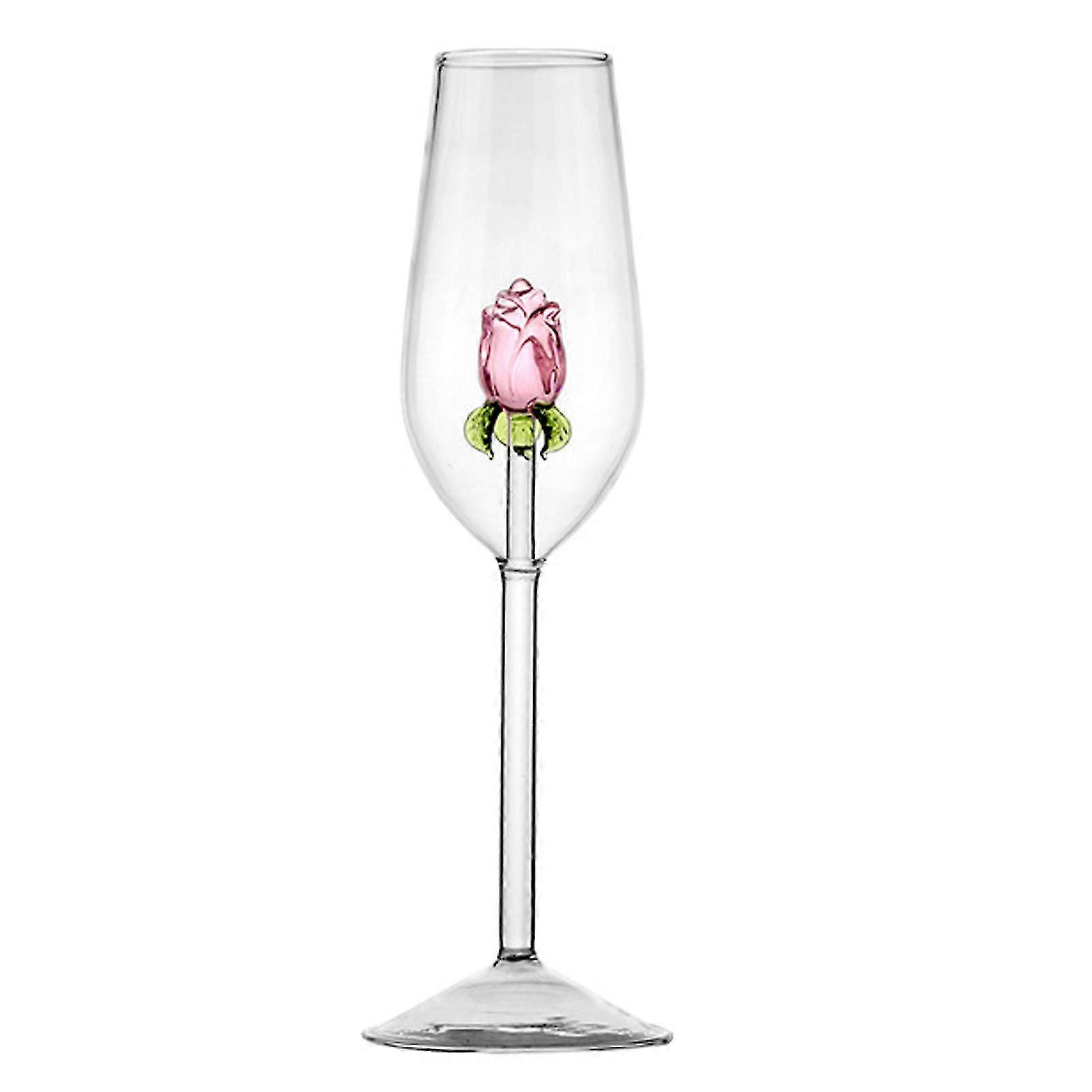 Rose-Designed Reusable Glass Goblet
