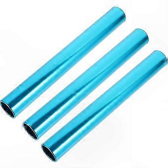 Aluminum Alloy Relay Batons 3-Pack for Track and Field Racing, Blue Metal Baton Set for Kids Team Events, 30cm Durable Grip