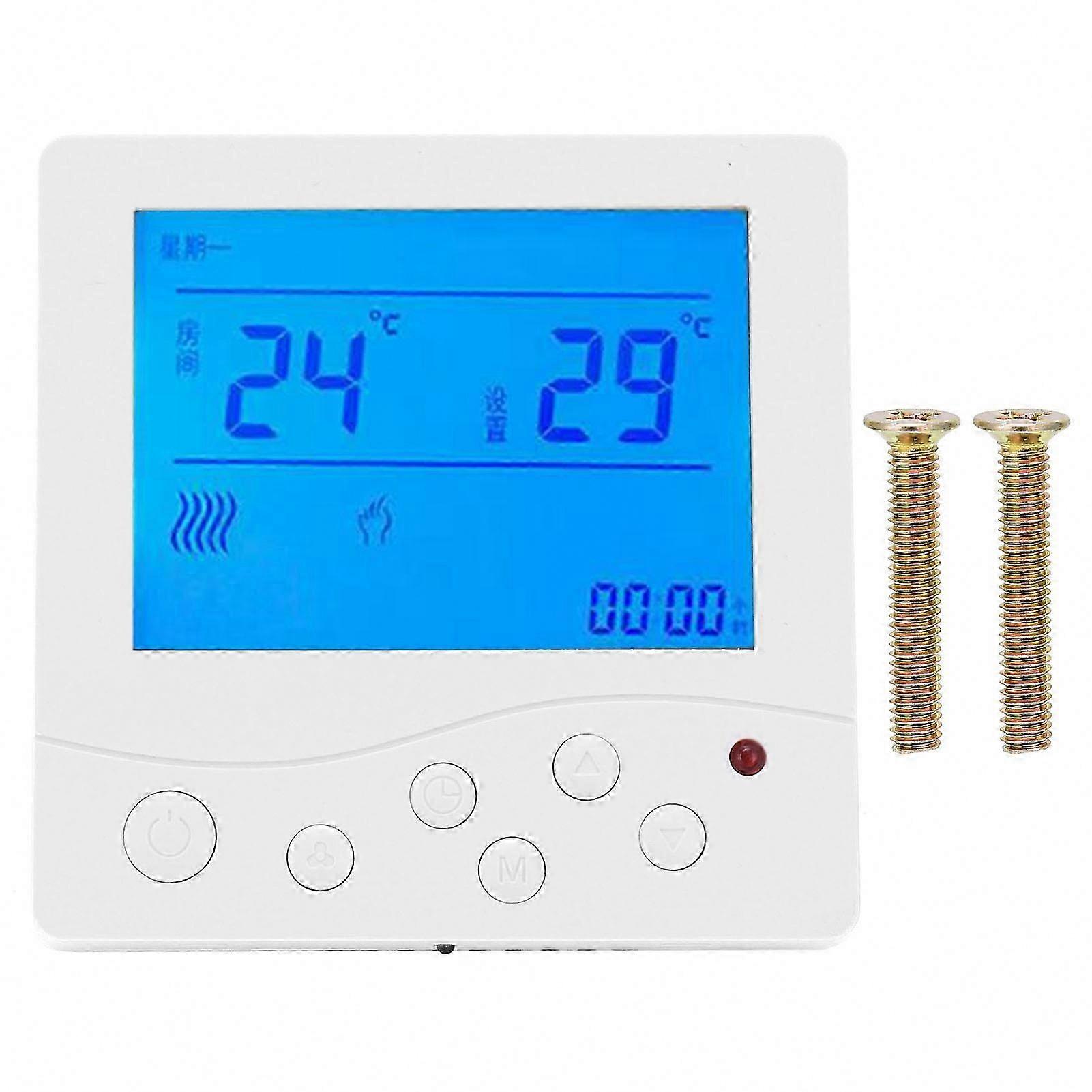 Fancoil Central Air Conditioning Thermostat, Intelligent LCD Temperature Controller Switch, AC220V