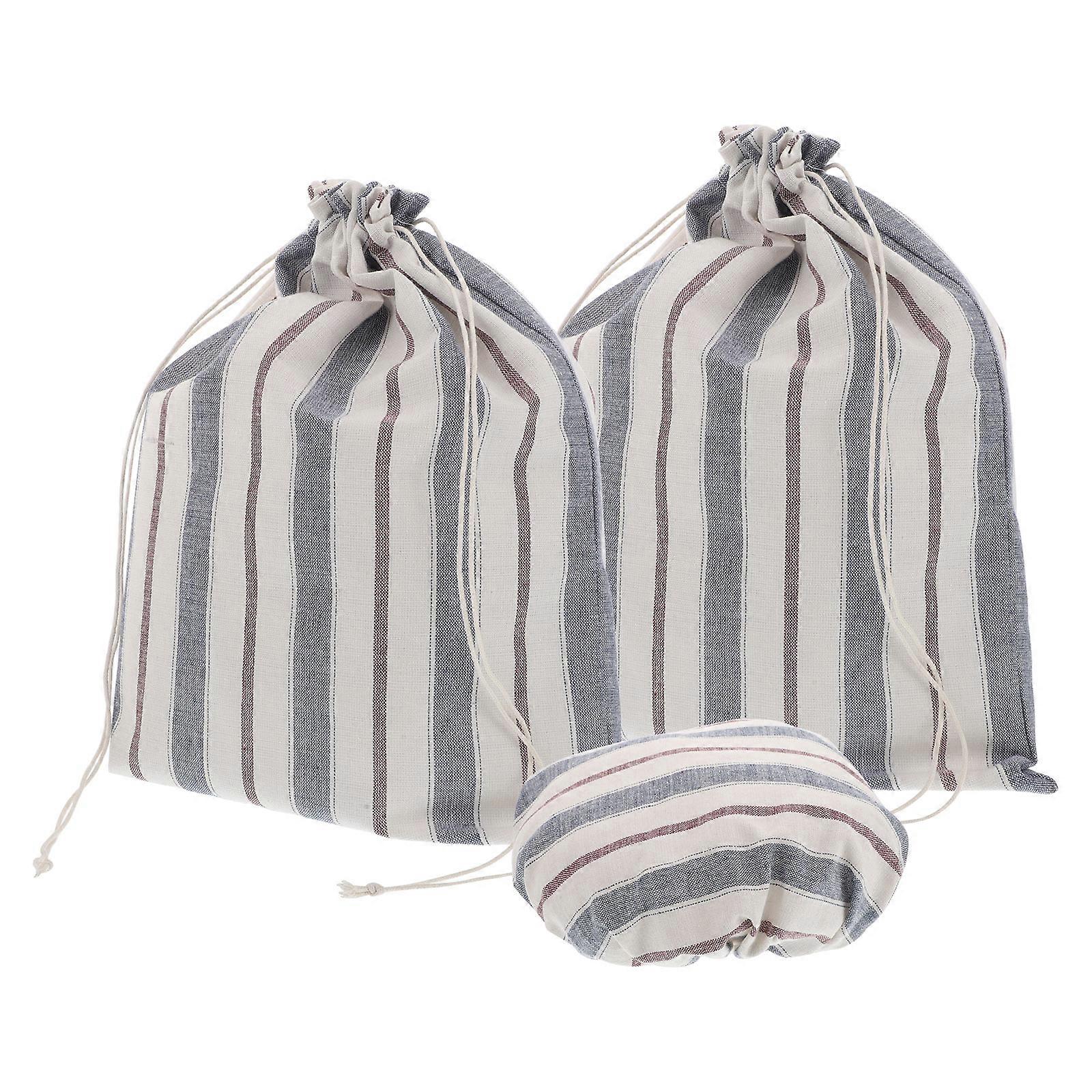 Linen Bread Bag Set for Storage Use with Drawstring Closure 1Set Blue Bread Keeper