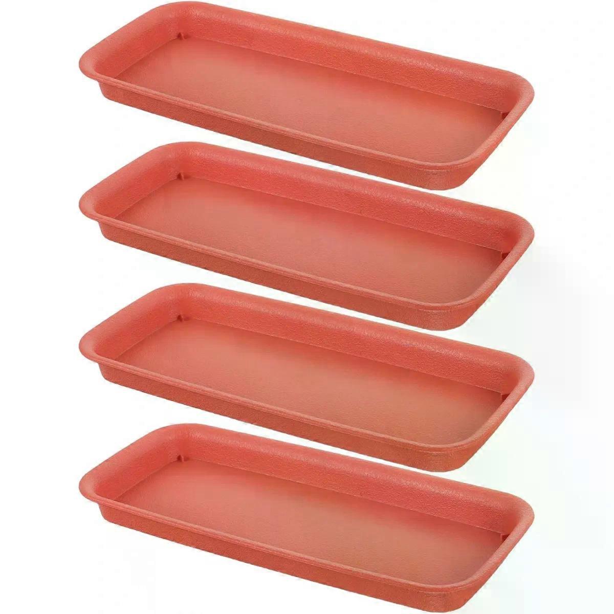 4pcs Rectangular Plastic Plant Pot Saucer for Spill Containment