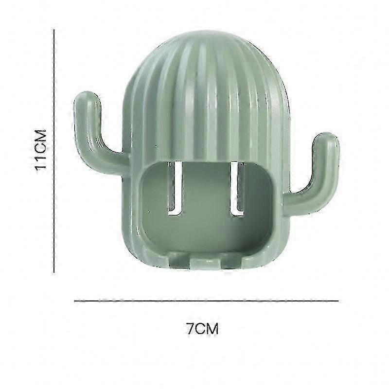 Wall Mounted Cactus Shape ABS Toothbrush Holder with Hooks