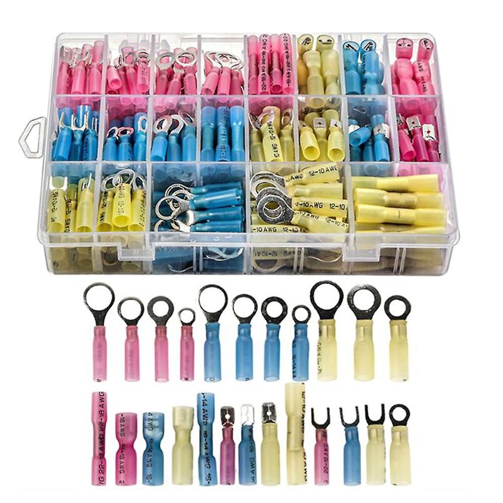 250 PCS Automotive Heat-Shrinkable Wire Connector Kit Insulated Crimp Terminal Connector for Marine