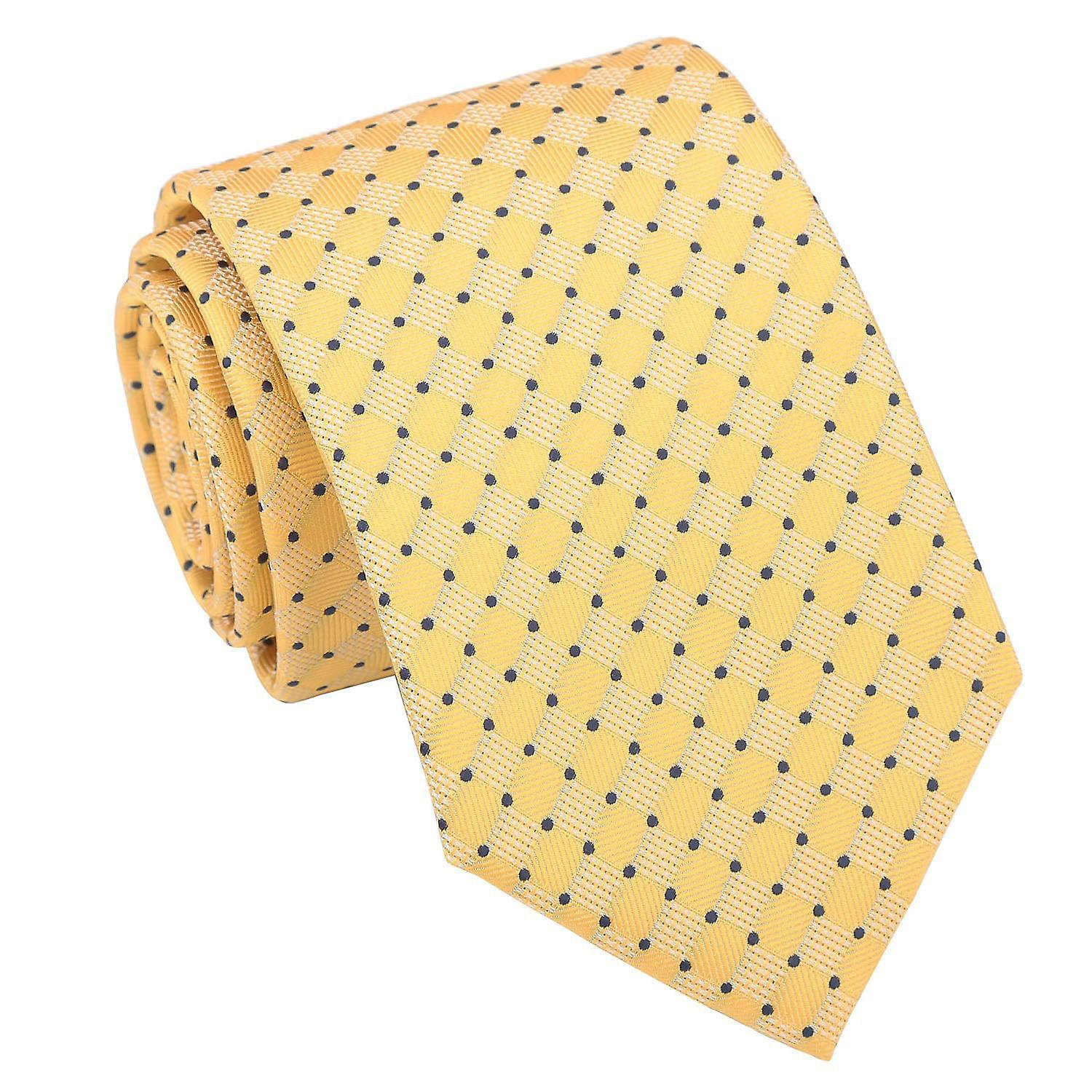 Yellow and Navy Geometric Pin Dot Tie