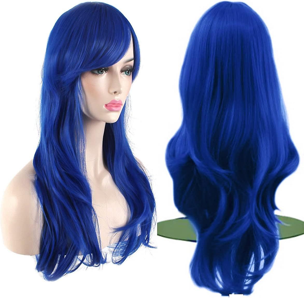 Femme Résistant à la Chaleur 28 Pouces 70cm Long Curly Blue
