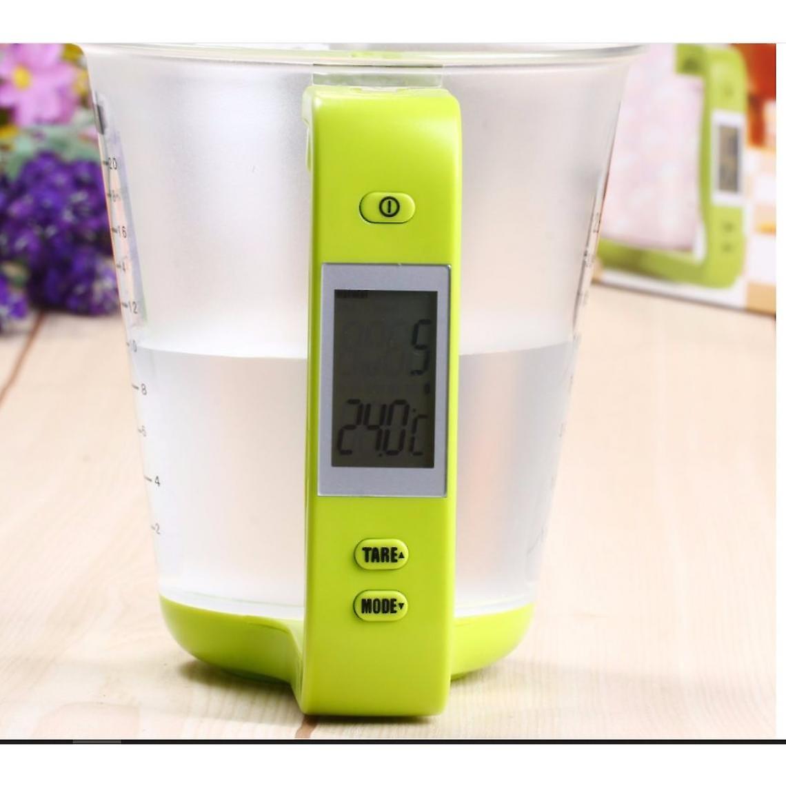Liquid Crystal Kitchen Scale Measuring Beaker Digital Beaker Temperature Measuring Beaker Balance Electronic Scale(green)