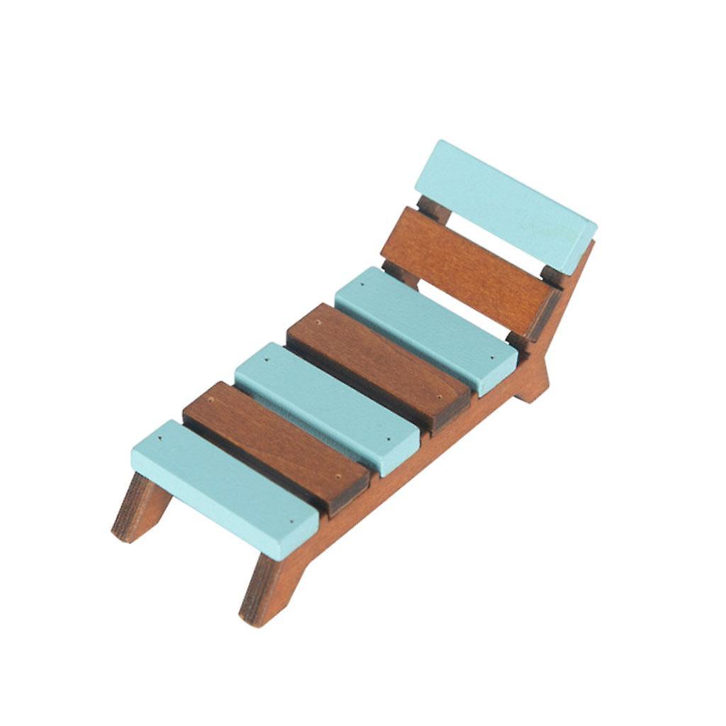 Birch Beach Chaise Lounge Chair Recliner 1/12 Dollhouse Brown and Blue