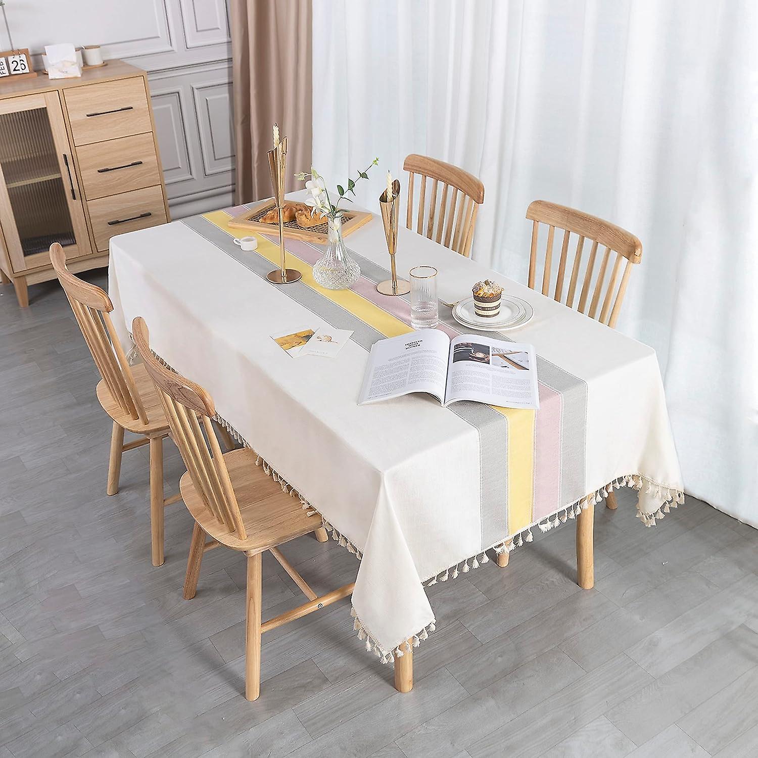 Nappe rectangulaire résistante aux taches 140x200cm Nappe élégante Nappe en lin Nappe Rectangle pour la décoration de table à la maison