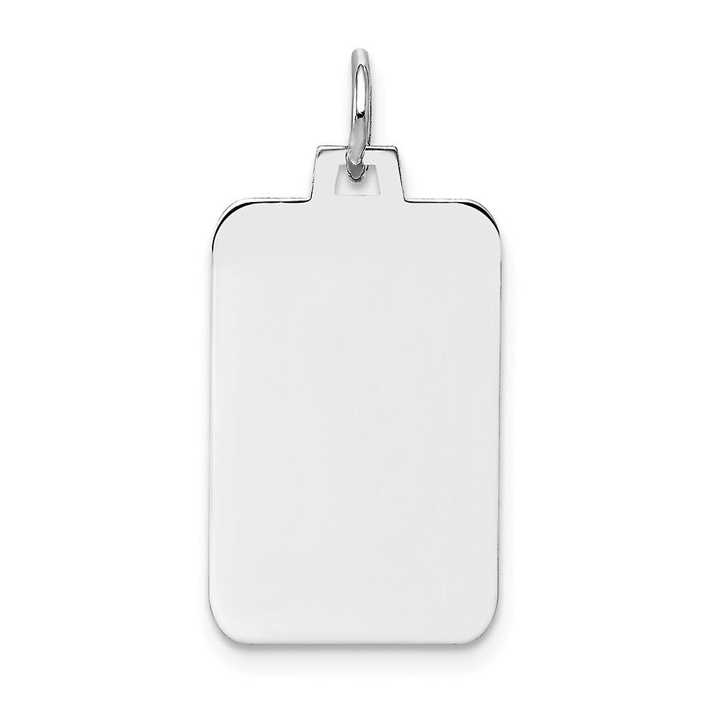 14k White Gold Solid Polished Plain .027 Gauge Rectangular Eng able Charm 26x12mm Wide Pendant Necklace for Women