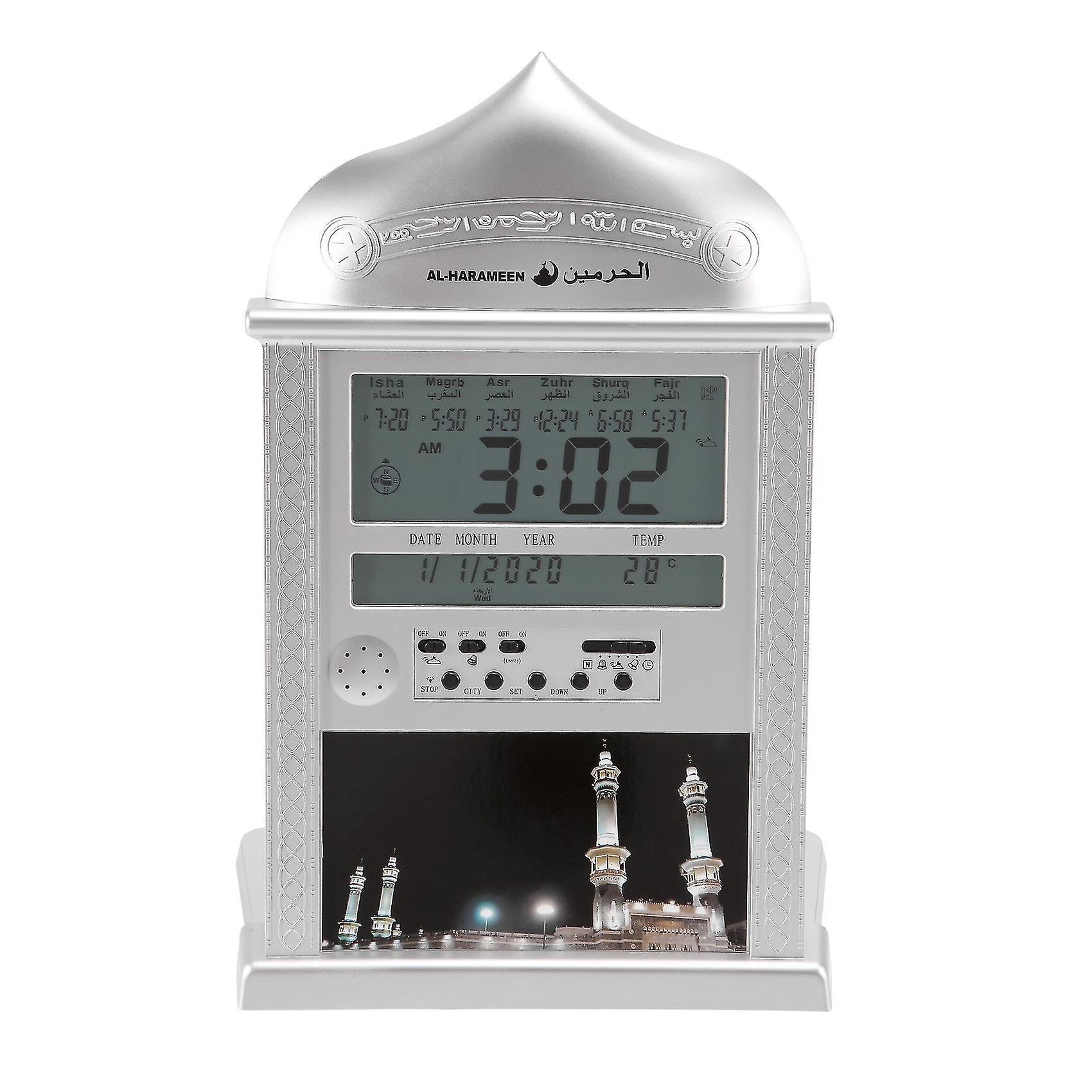 Azan Clock Athan Prayer Clock Automatic Azan Wall Prayer Clock Islamic Muslim Silver