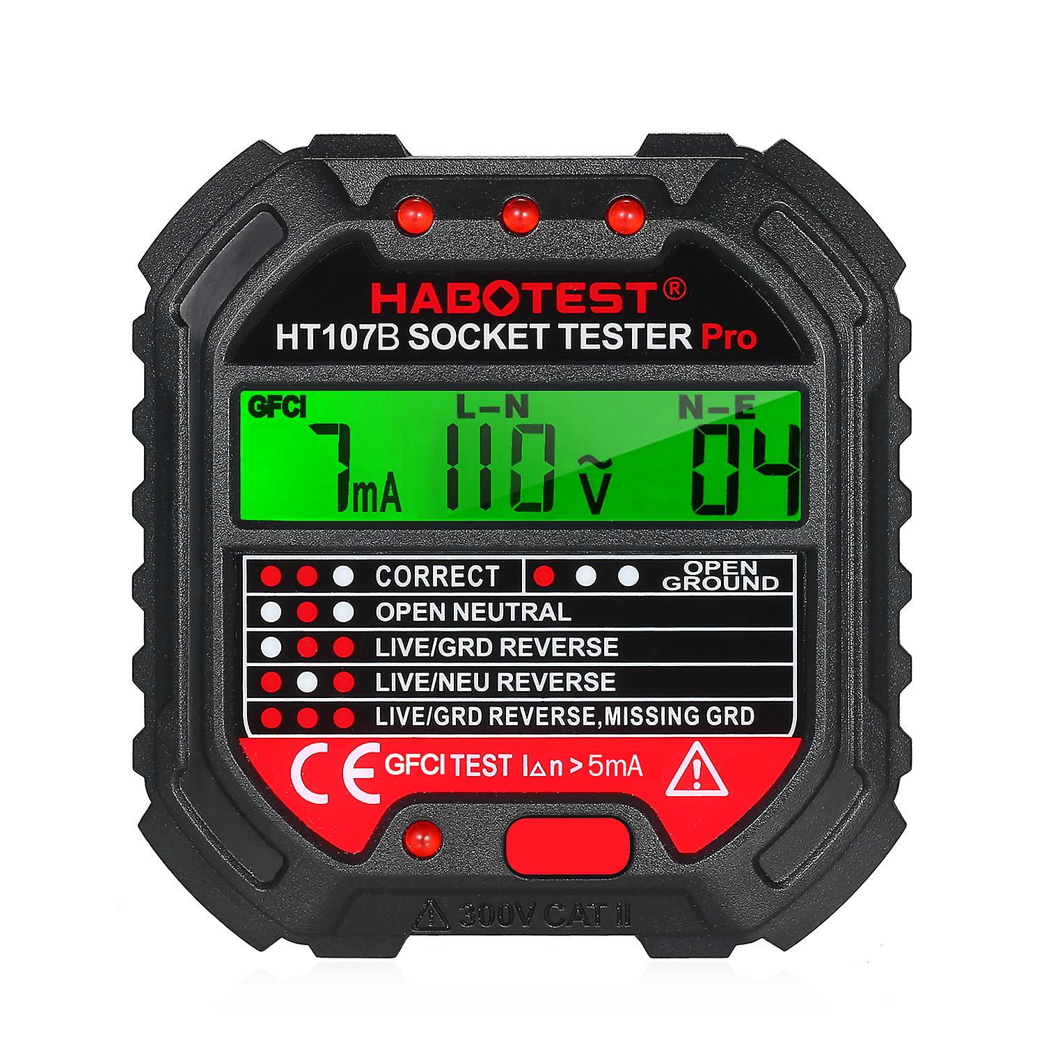 Outlet Tester With Voltage Display 90-250v Socket Tester