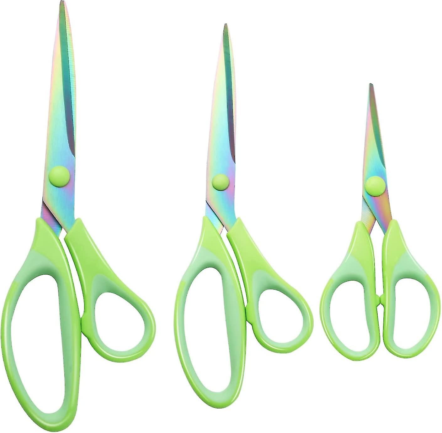 3 Pcs Scissors, Multi-purpose Scissors Set Scissors Stationery With Sharp Titanium Blades(green)