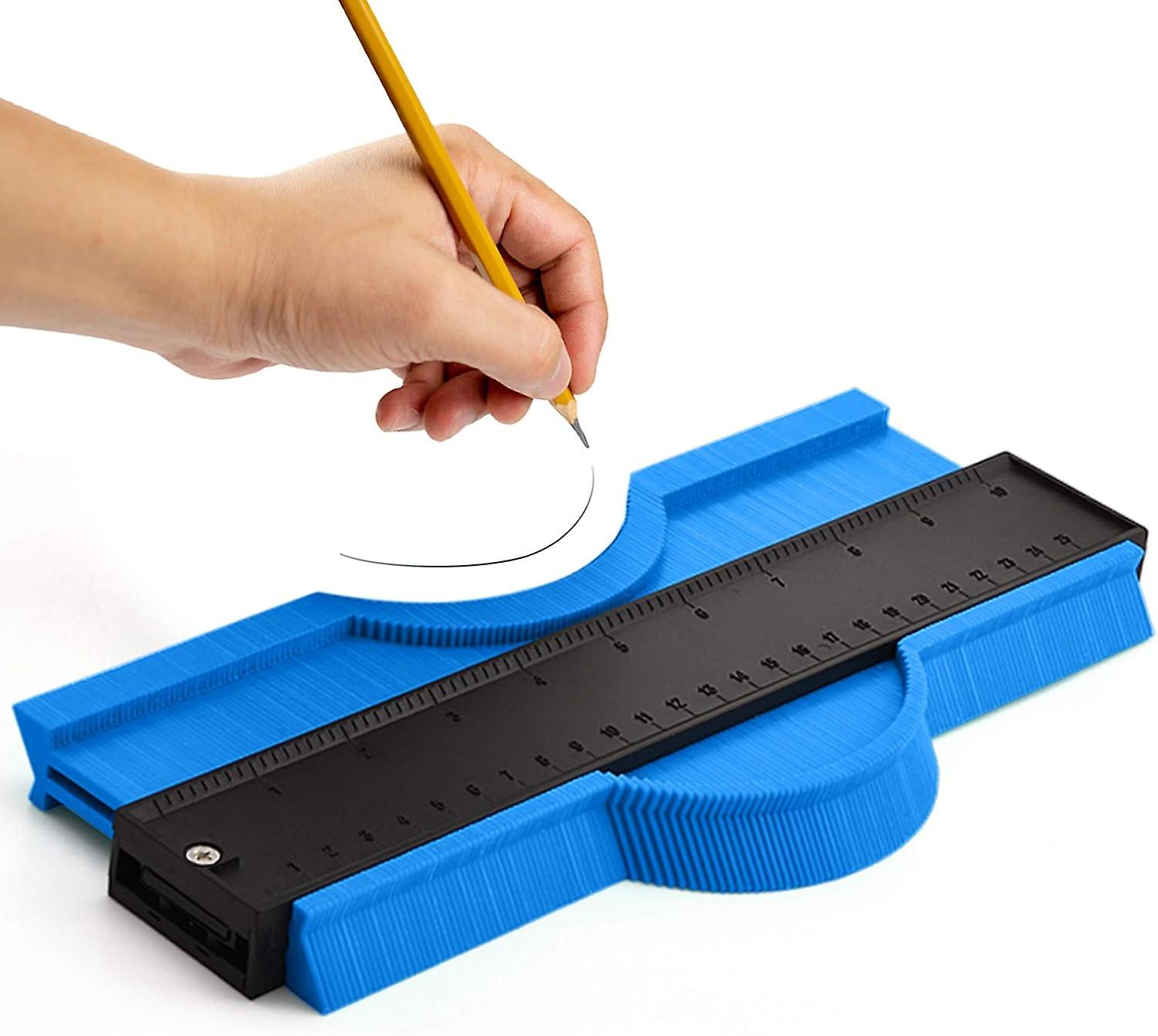Contour Gauge 25cm, Duplication Of Shape And Irregular Profile For Cutting Template, Professional Abs Plastic Tracing Tool For Parquet Carpentry (blue