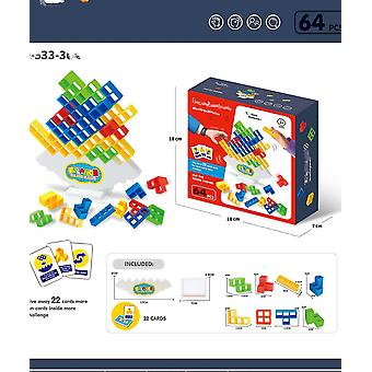 64 Stuks Tetra Tower Balance Stapelblokken Spel, Bordspellen Voor 2 Spelers + Familie Spelletjes, Feesten, Reizen, Kinderen & Volwassenen