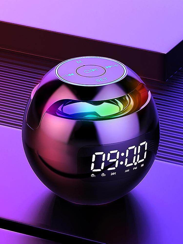 Digital Clock LED Display Colorful Bluetooth Speaker Portable Nature Sounds USB Charger Electronic Product 2000mA Ball,Promotion