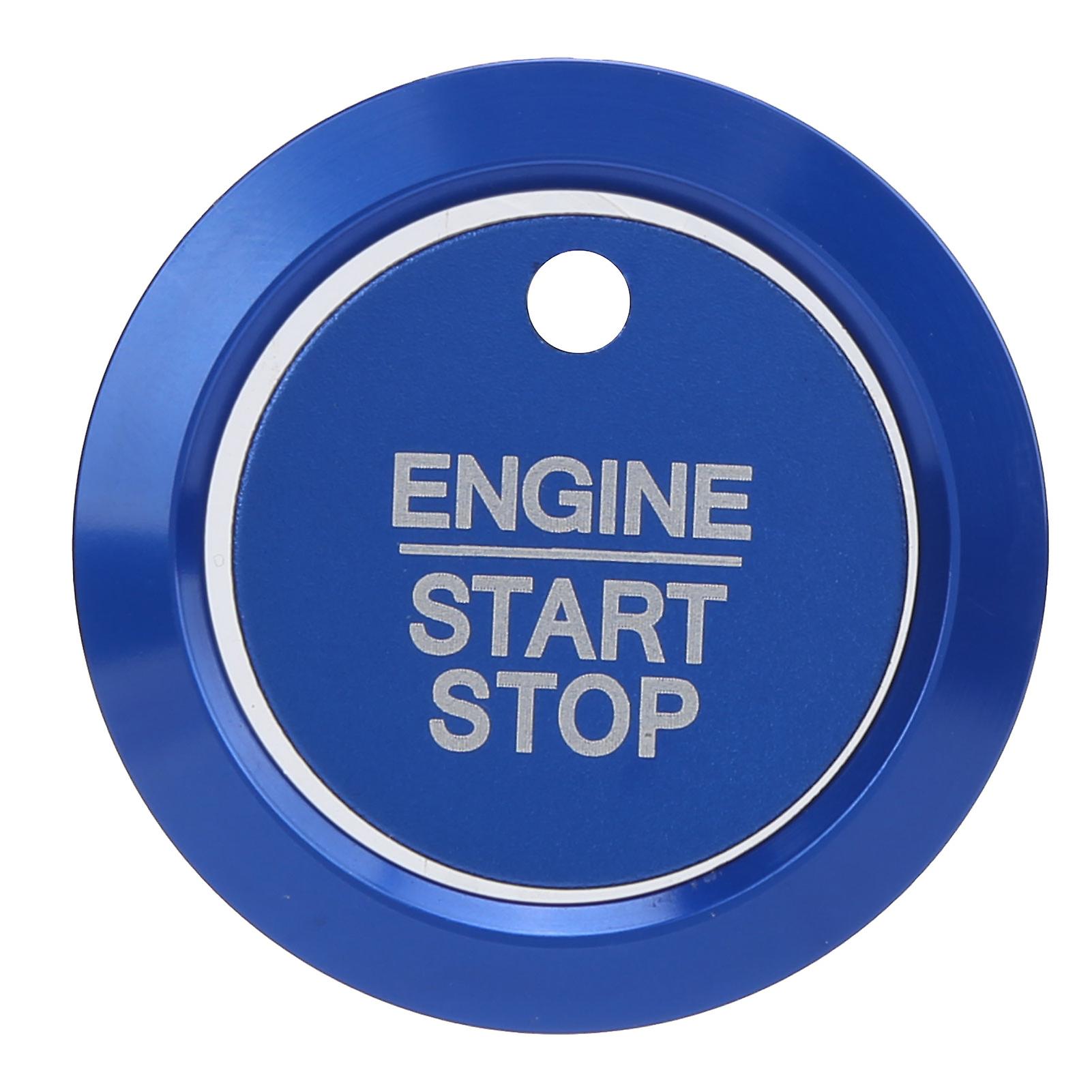 Car Engine Start Stop Button Cover Ring, Engine Ignition Start Stop Button Cover Ignition Button Trim Ring Blue