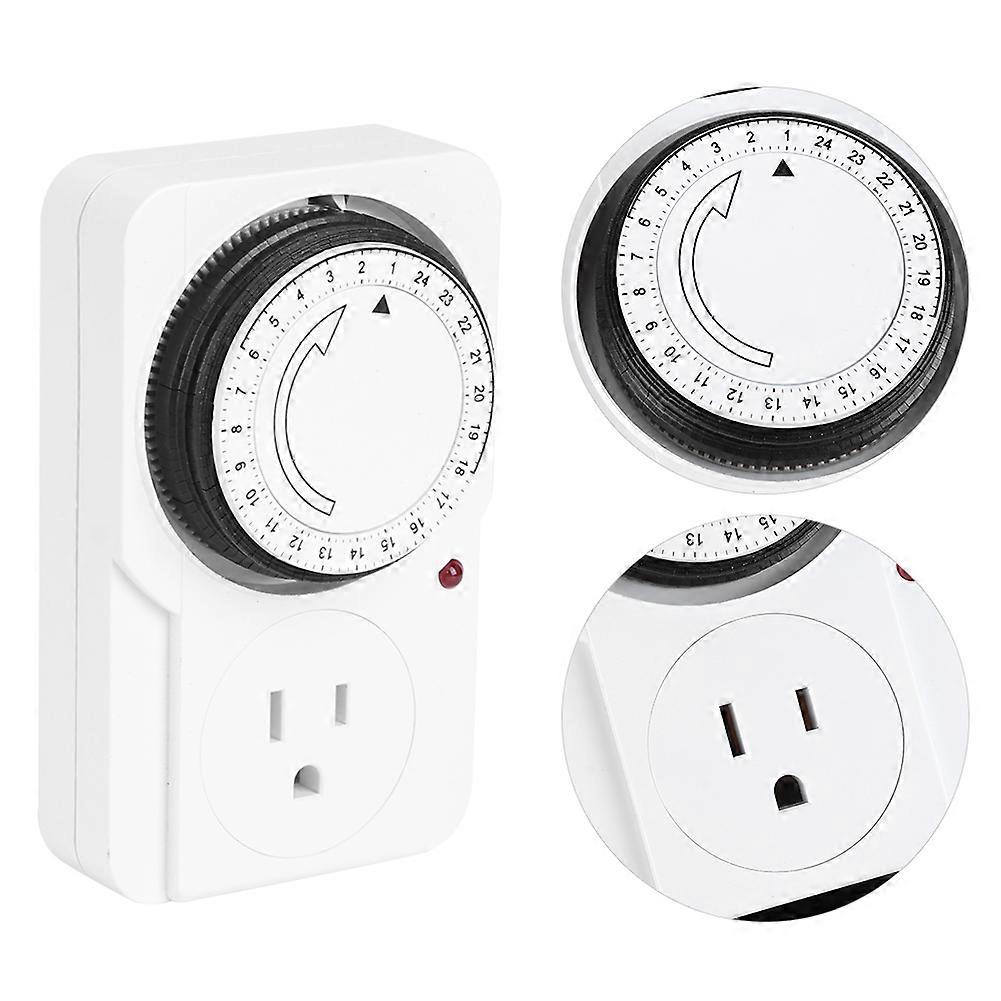 Mechanical Timer Socket 24-Hour Cycle Controller, 12x7cm, US Plug