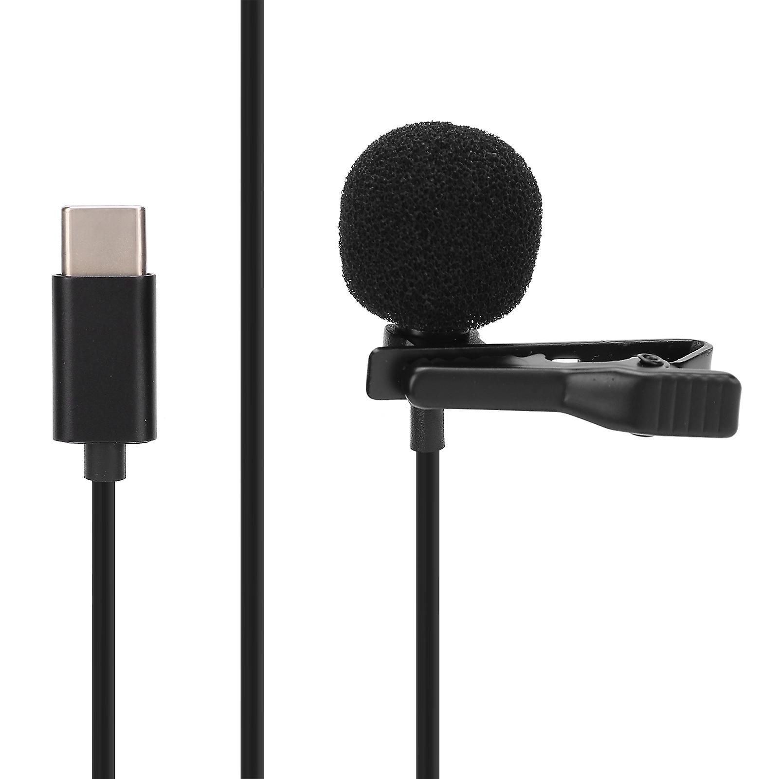 Lavalier Lapel Microphone Clip on Hands Free Wired Microphone for Typec Interface Device