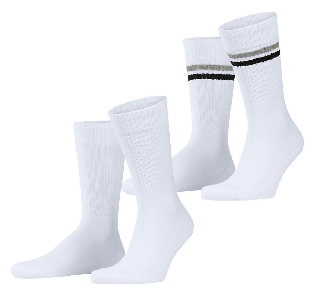 Esprit Tennis Stripe 2 Pack Socks - White-Mix
